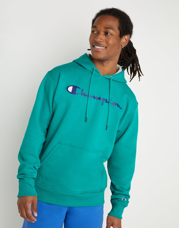 Champion Powerblend Fleece Script Logo - Miesten Vihreä Huppari - Suomi 3671459-IP